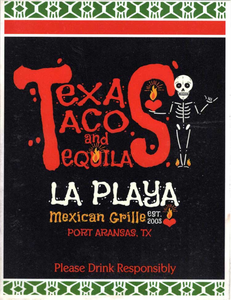 La Playa Restaurant Tequila Menu in Port Aransas, TX.