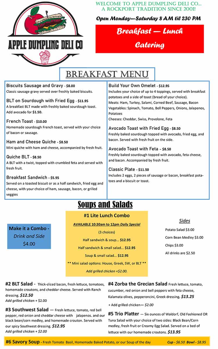 Apple Dumpling Deli in Rockport, Texas