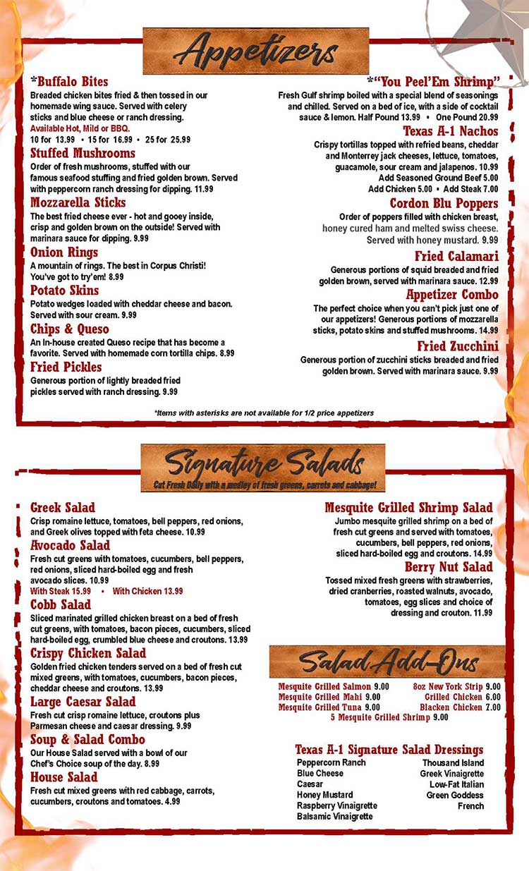 Texas A1 Steaks & Seafood Restaurant in Corpus Christi & Portland, Texas