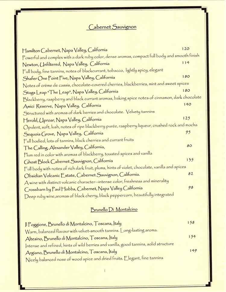 Venetian Hot Plate in Port Aransas Restaurant Menu Venetian Hot Plate Restaurant Wine Menu in Port Aransas, Texas.